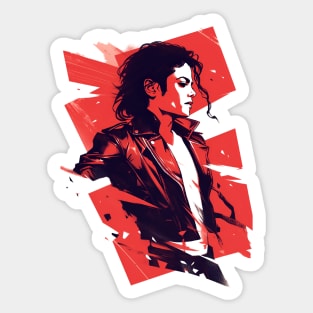 Pop King in a Leather Jacket - Red Backdrop - Pop Music Sticker